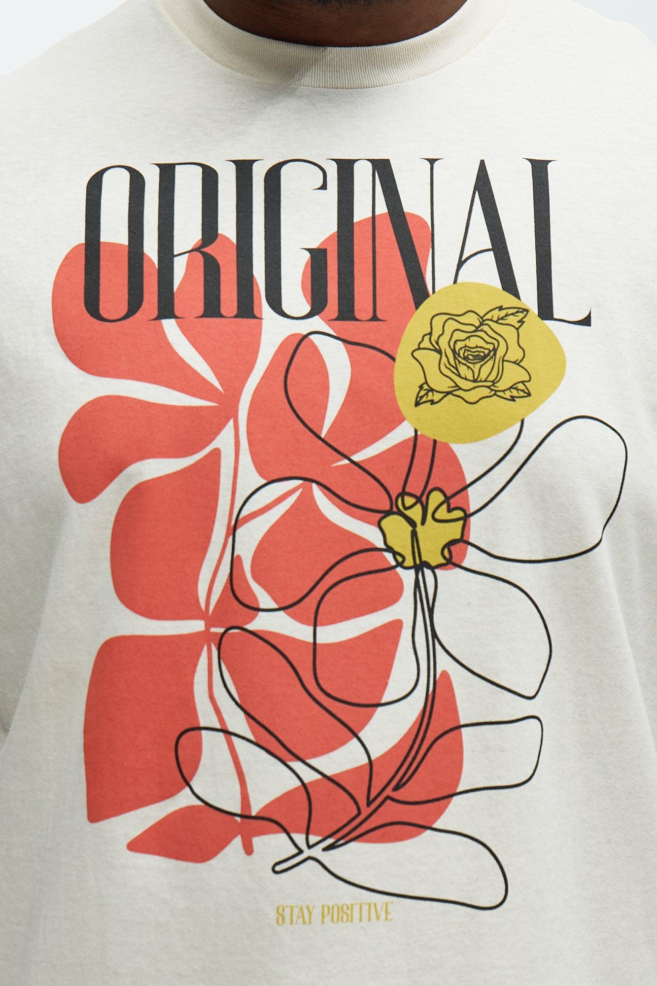 Original Flower Artwork Short Sleeve Tee - Natural Male Product Image