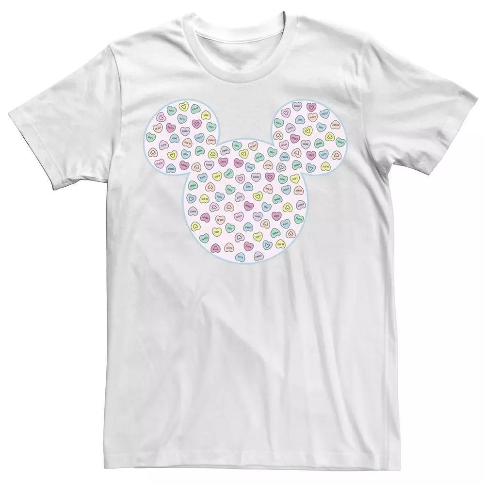 Big & Tall Disney Mickey & Friends Candy Hearts Ear Fill Tee, Men's, Size: 3XL Tall, White Product Image