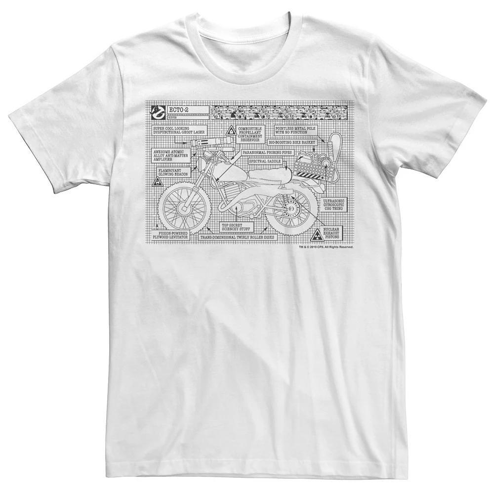 Men's Ghostbusters Ecto-2 Blueprint Graphic Tee, Size: Medium, White Product Image