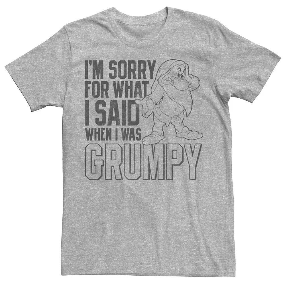 Disney's Snow White Grumpy Men's I'm Sorry For What I Said Tee, Size: XXL, Athletic Grey Product Image