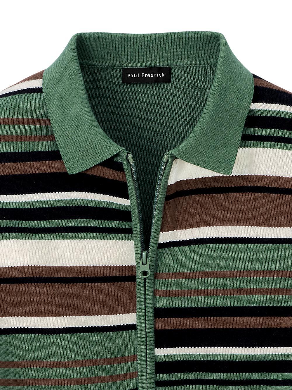 Cotton Full Zip Polo - Olive Product Image