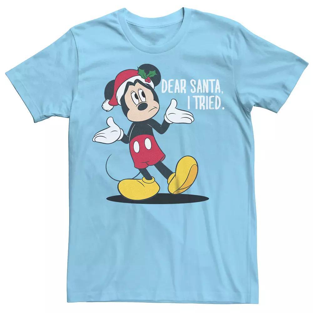 Disney's Mickey Mouse Men's Disappointed Dear Santa I Tried Tee, Size: XXL, Light Blue Product Image