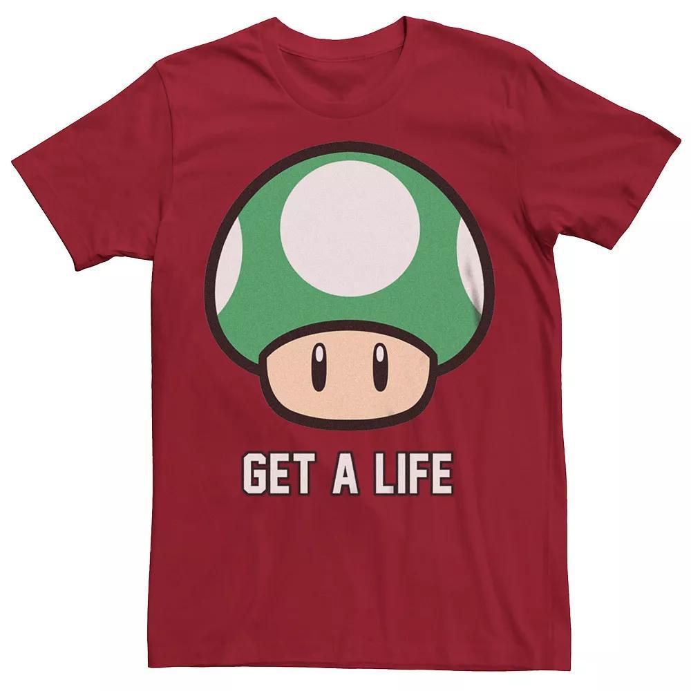 Men's Super Mario Bros 1-UP Mushroom Get a Life Graphic Tee, Size: XXL, White Product Image