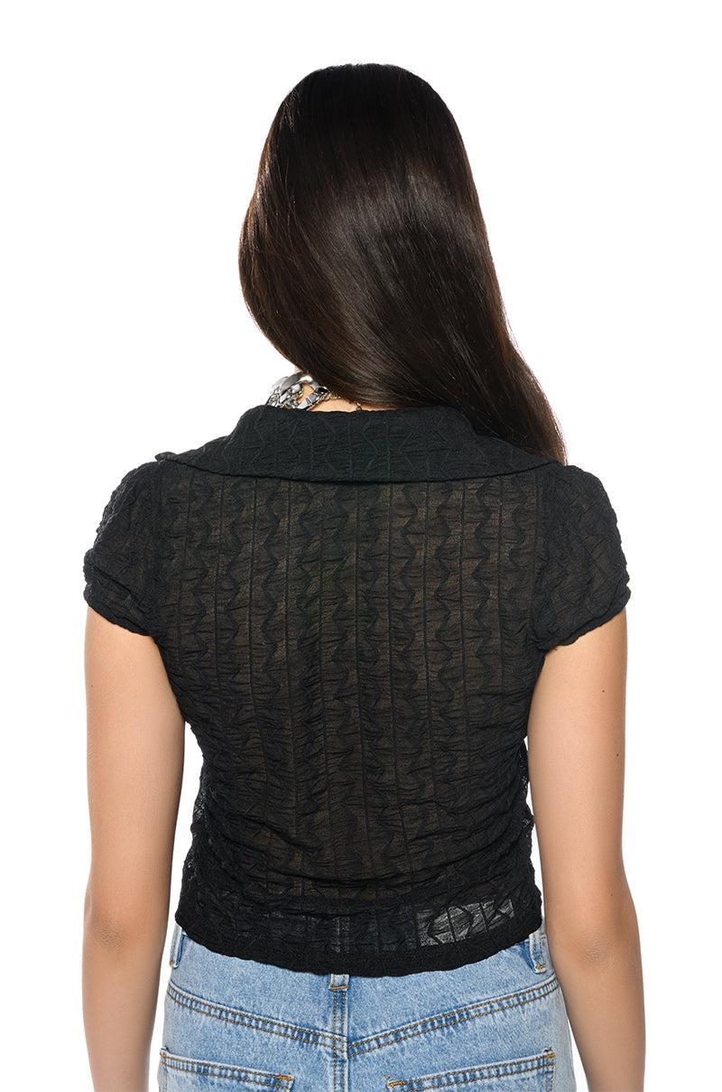 KARLY TIE FRONT MESH TOP Product Image