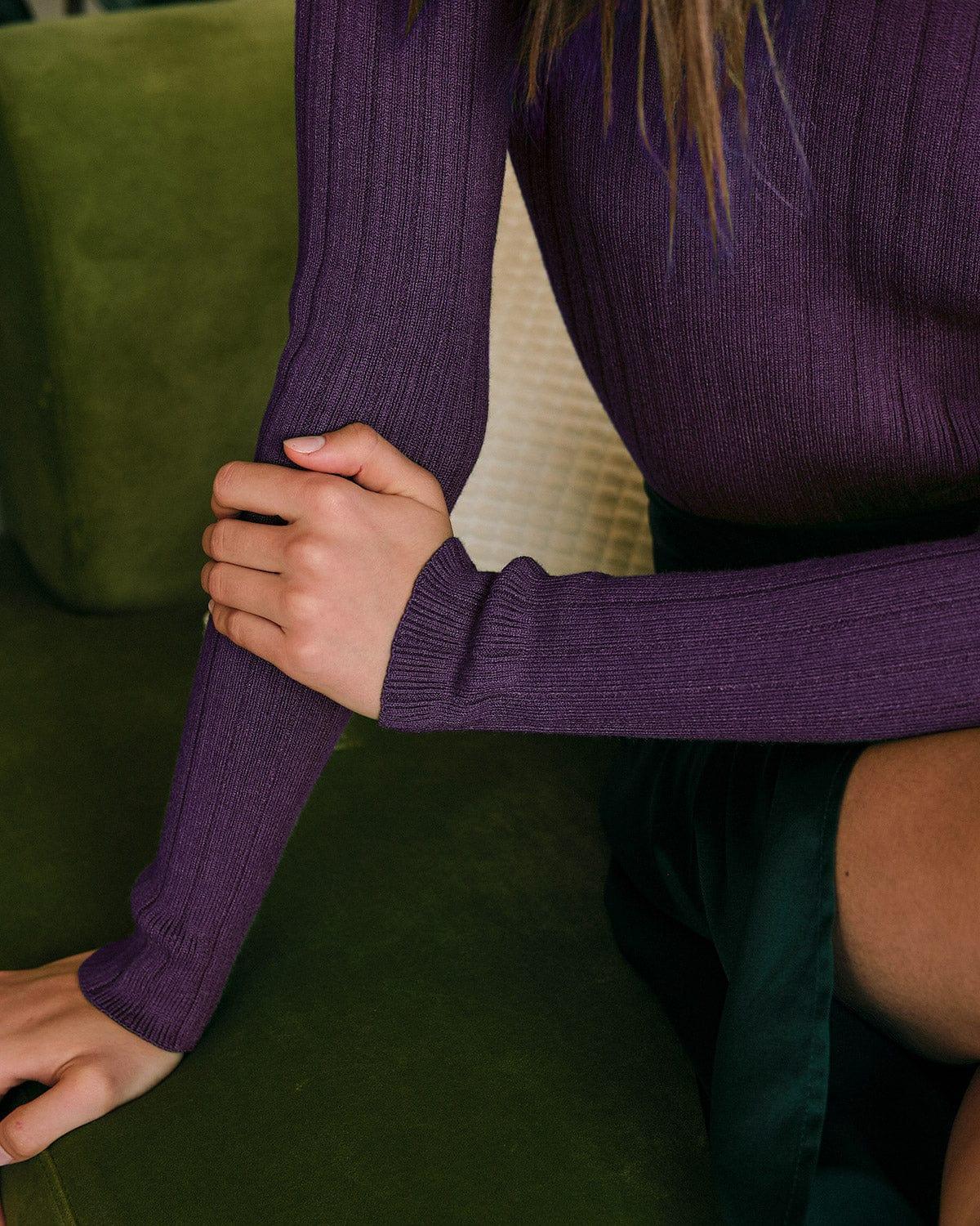 The Round Neck Ribbed Knit Sweater Female Product Image