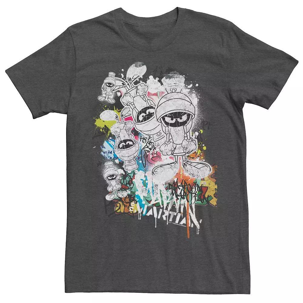 Men's Looney Tunes Marvin The Martian Graffiti Graphic Tee, Size: Medium, Grey Heather Product Image