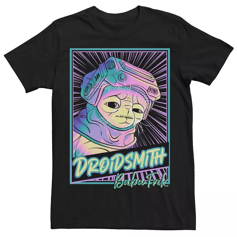 Men's Star Wars: The Rise Of Skywalker Babu Frik Neon Poster Tee, Size: 3XL, Black Product Image