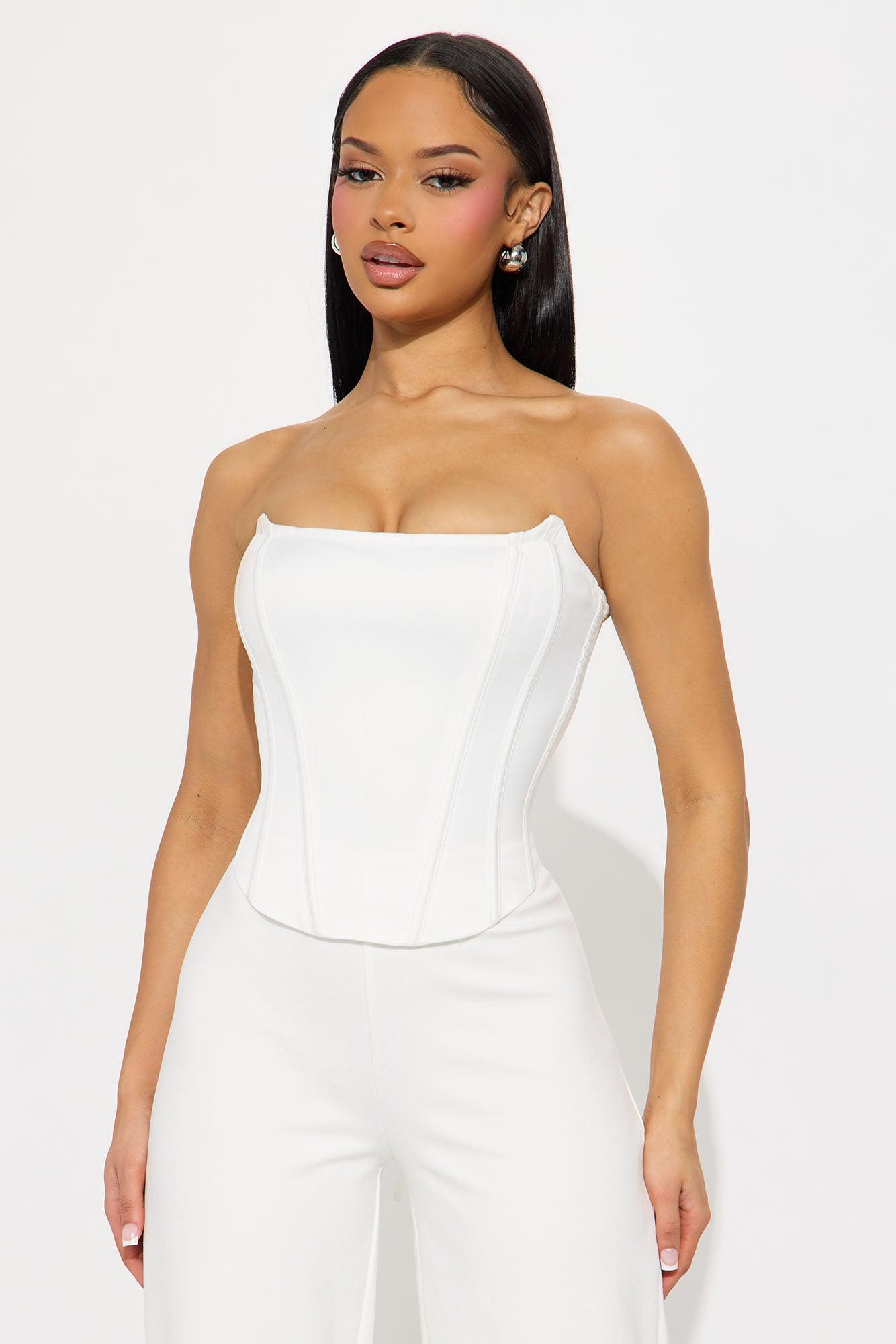 Spoken For Corset Jumpsuit - White Product Image
