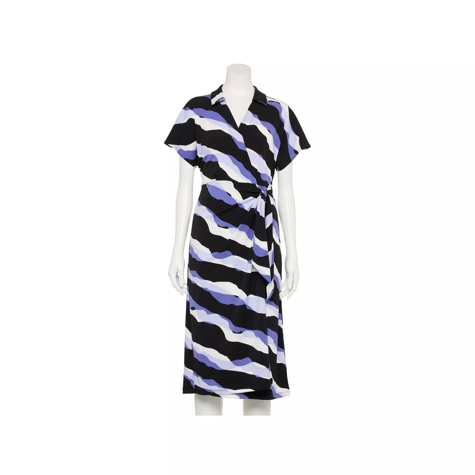 Women's Nine West Adaptive Dolman Sleeve Wrap Dress, Size: XS, Rocky Diagonal Product Image