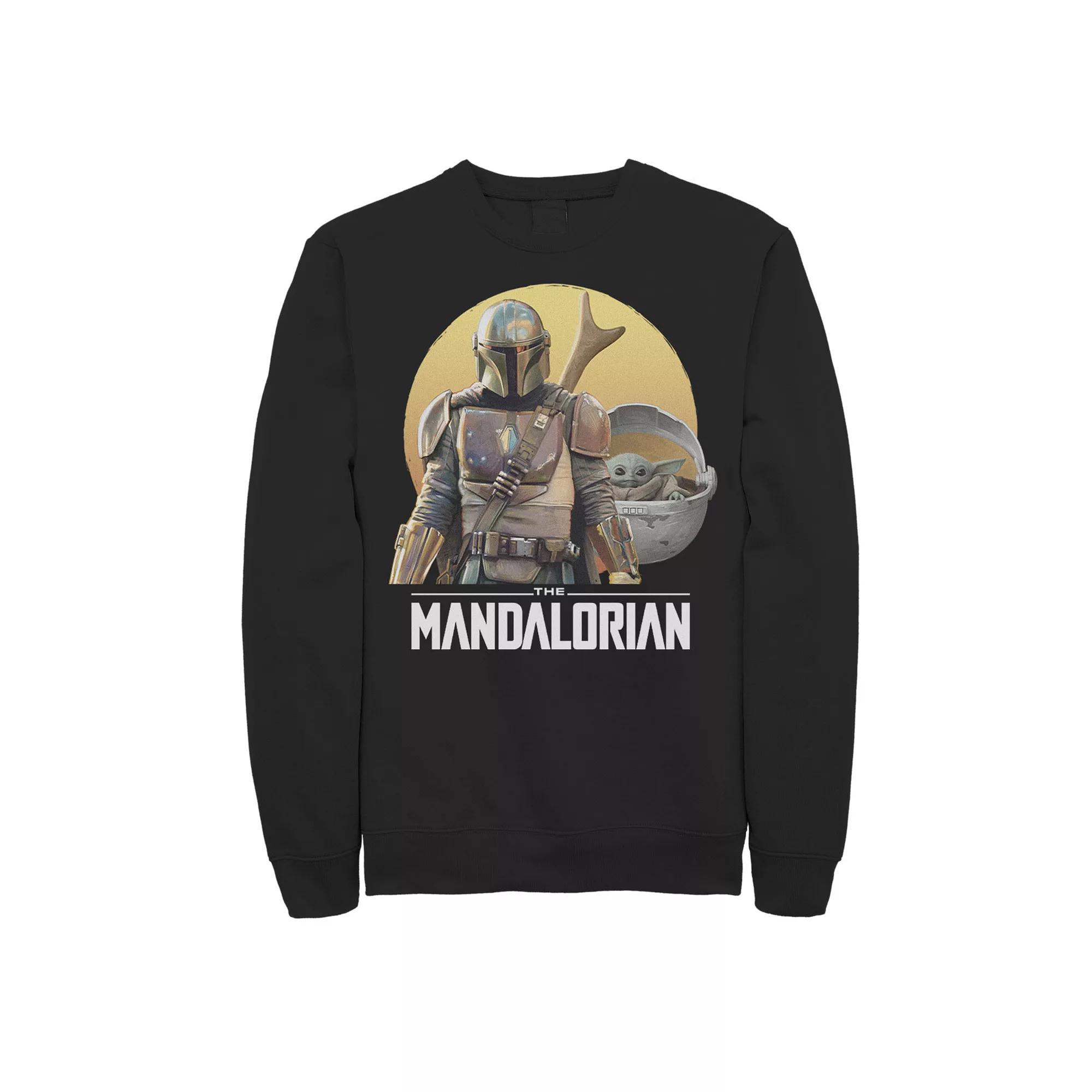 Men's Sstar Wars The Mandalorian Sunset Duo Portrait Sweatshirt, Size: Large, Black Product Image
