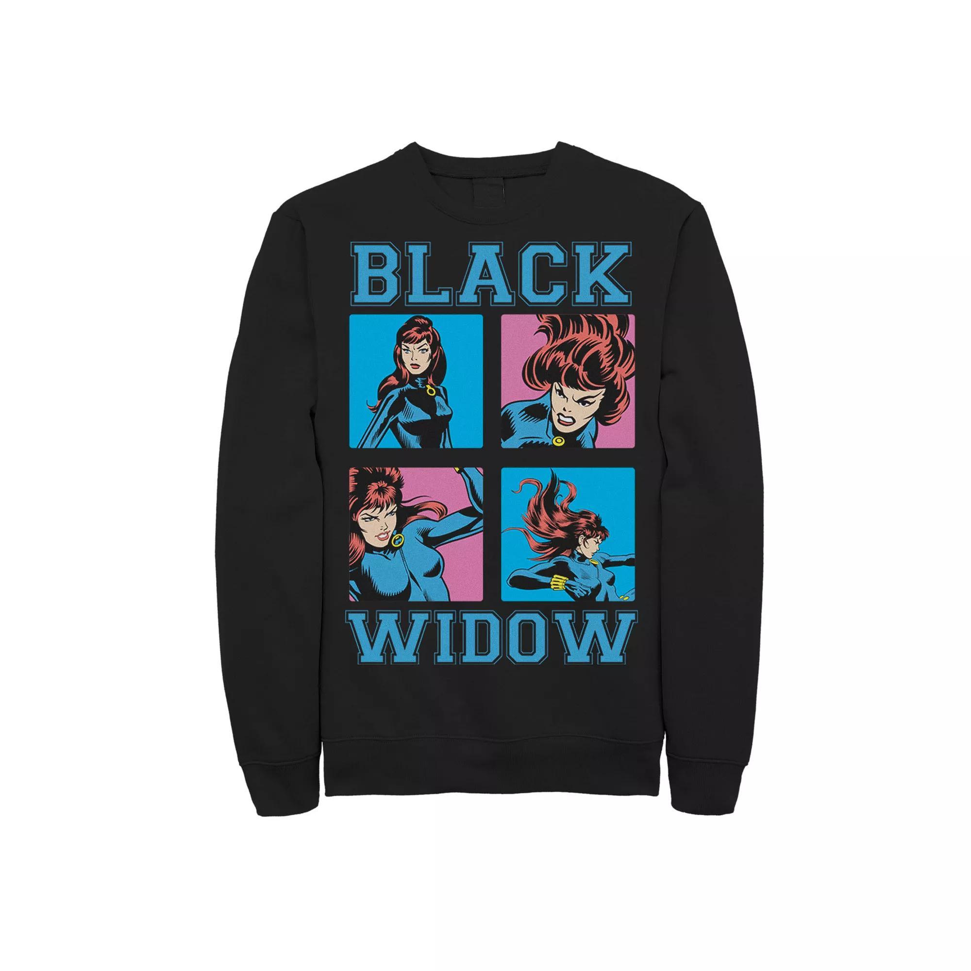 Men's Marvel Black Widow Classic Retro Comic Boxed Up Action Shot Sweatshirt, Size: XL Product Image