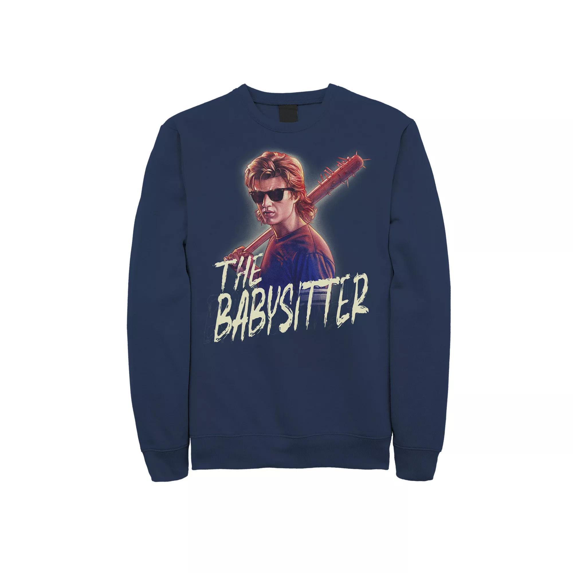 Men's Netflix Stranger Things Steve The Babysitter Portrait Sweatshirt, Size: Medium, Blue Product Image