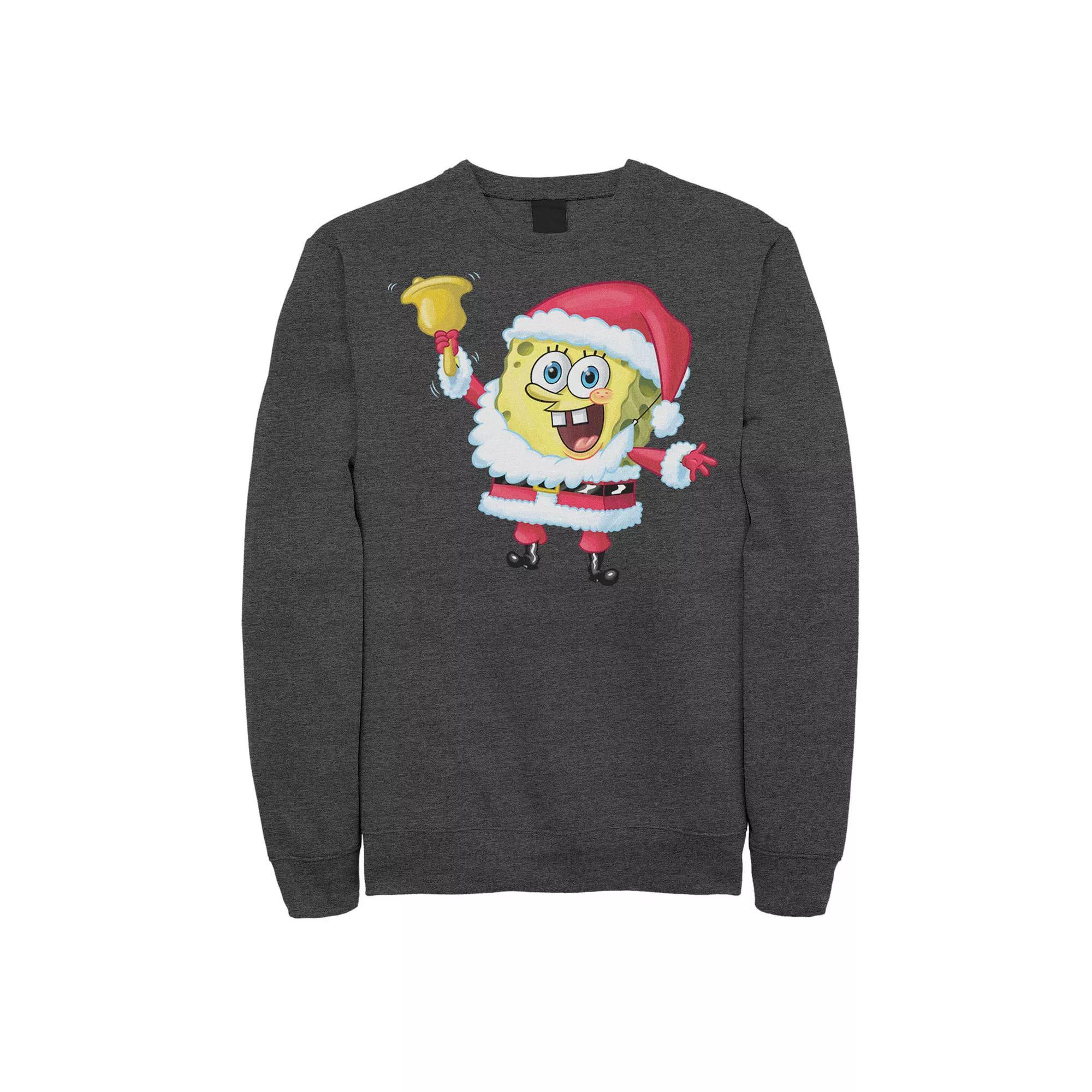 Men's Spongebob Squarepants Santa Claus Sponge Christmas Sweatshirt, Size: Medium, Grey Heather Product Image