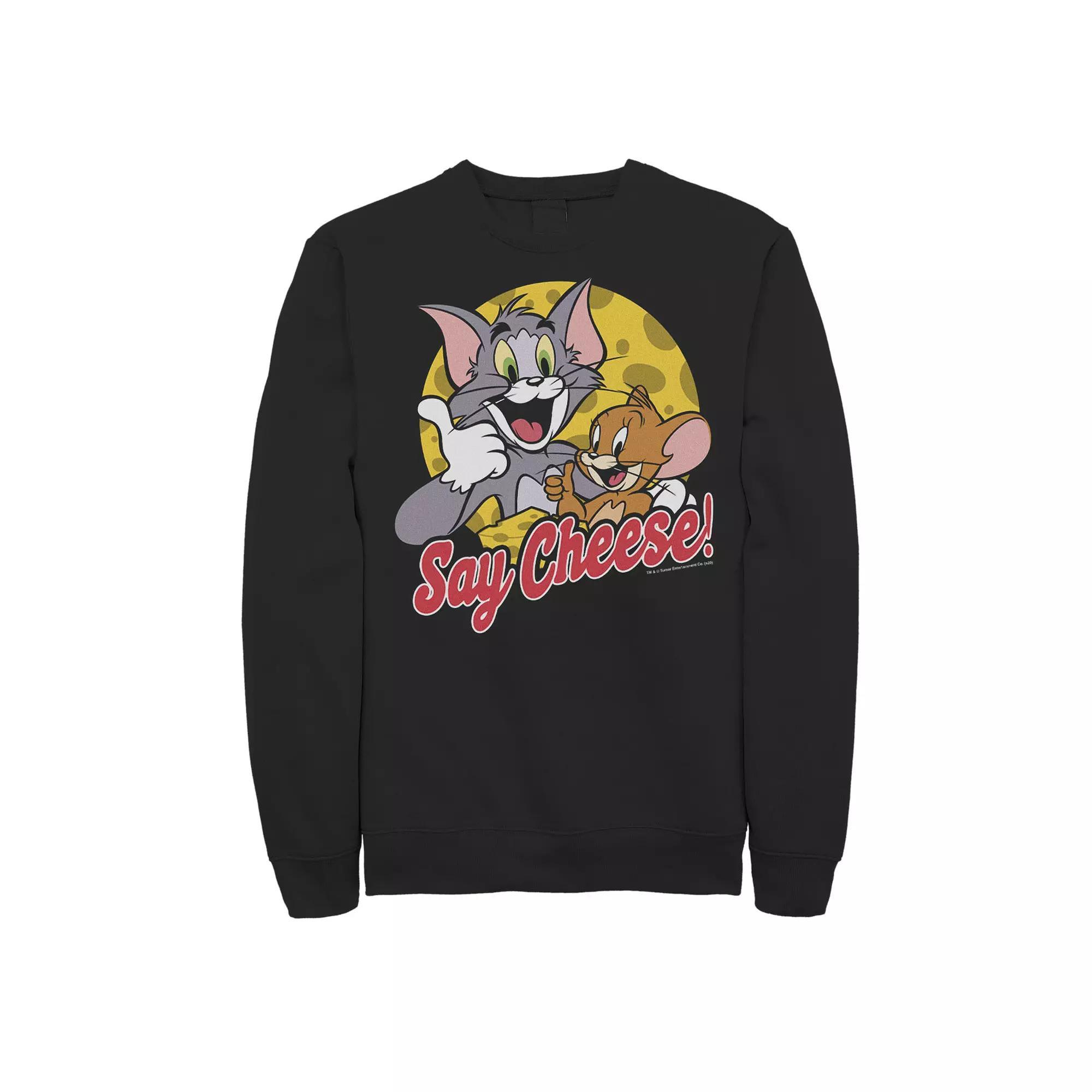 Men's Tom And Jerry Say Cheese Portrait Sweatshirt, Size: XXL, Black Product Image