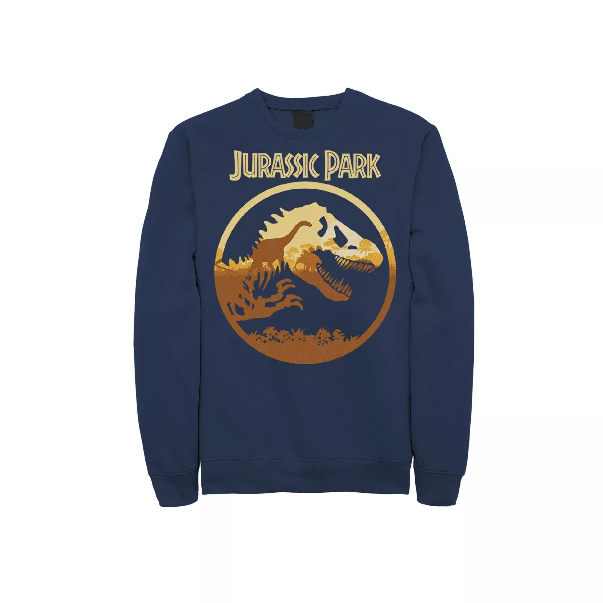 Mens Jurassic Park T-Rex Skeleton Sunset Sweatshirt Blue Product Image