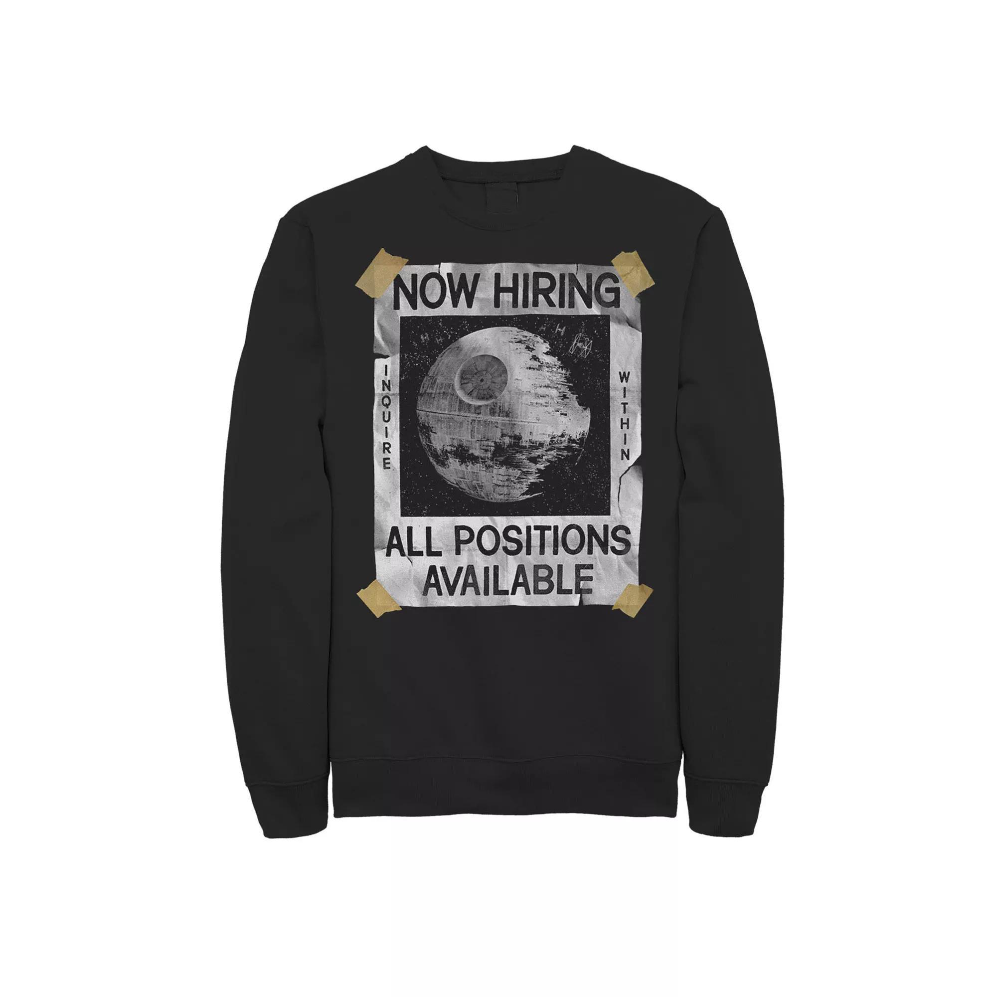 Men's Star Wars Now Hiring On The Death Star Sweatshirt, Size: XL, Black Product Image