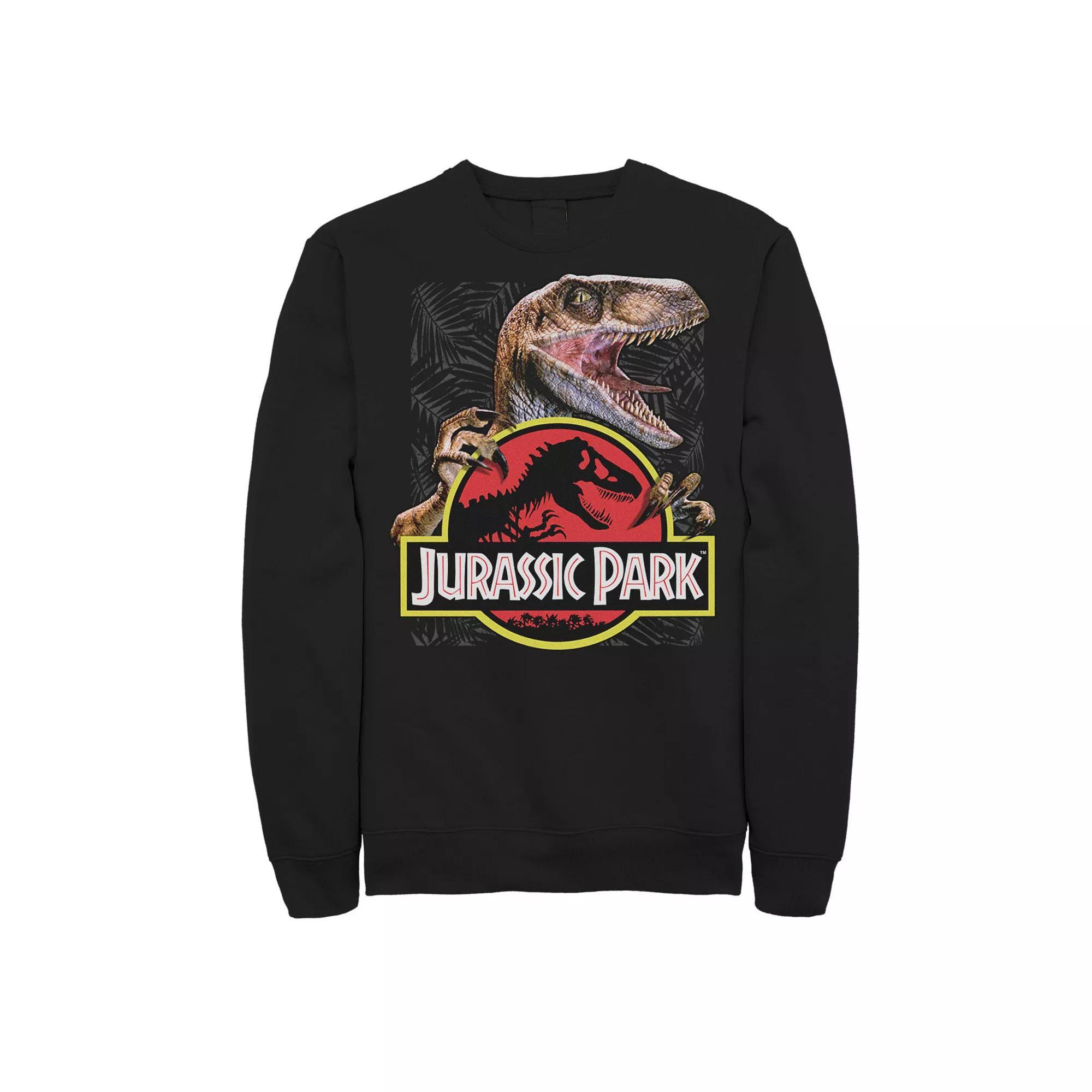Mens Jurassic Park Raptor Holding Colored Logo Graphic Fleece Pullover Product Image