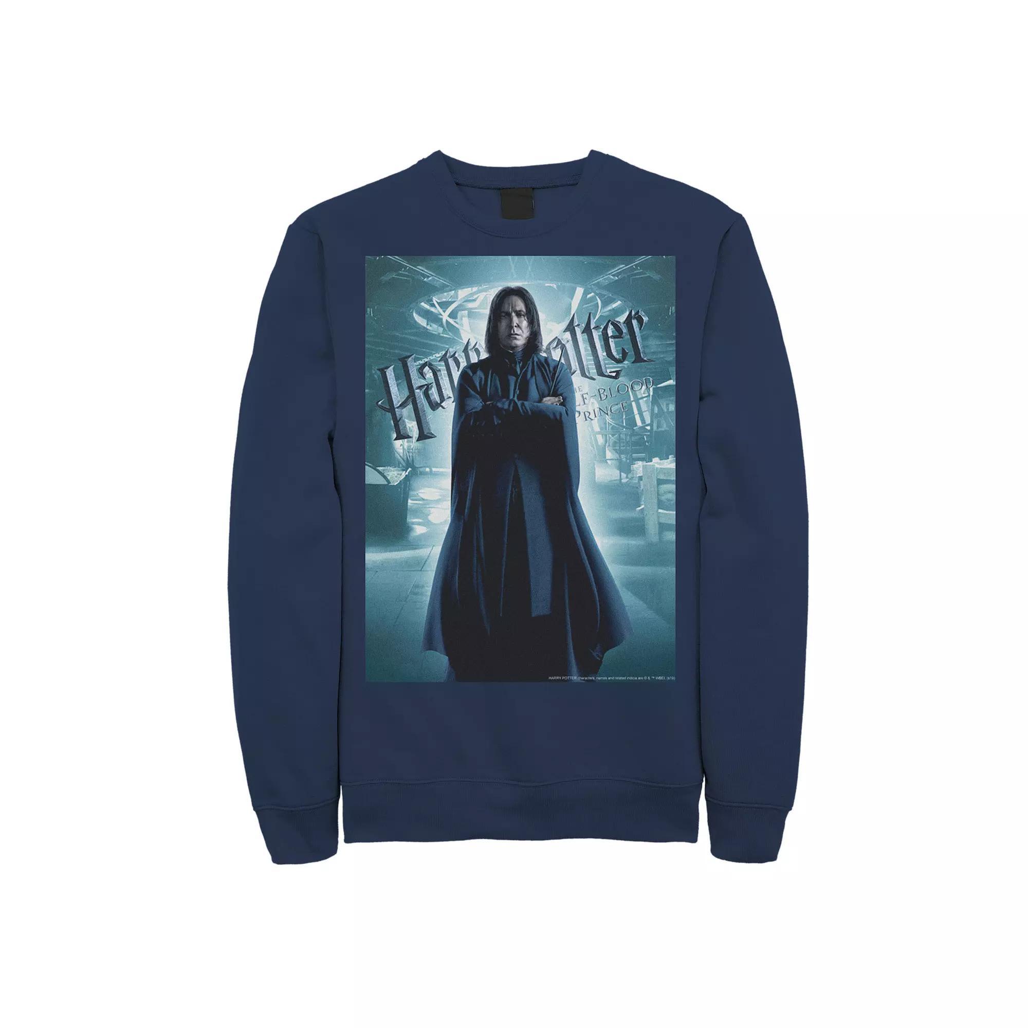 Men's Harry Potter Half-Blood Prince Snape Character Poster Fleece Graphic Pullover, Size: XL, Blue Product Image