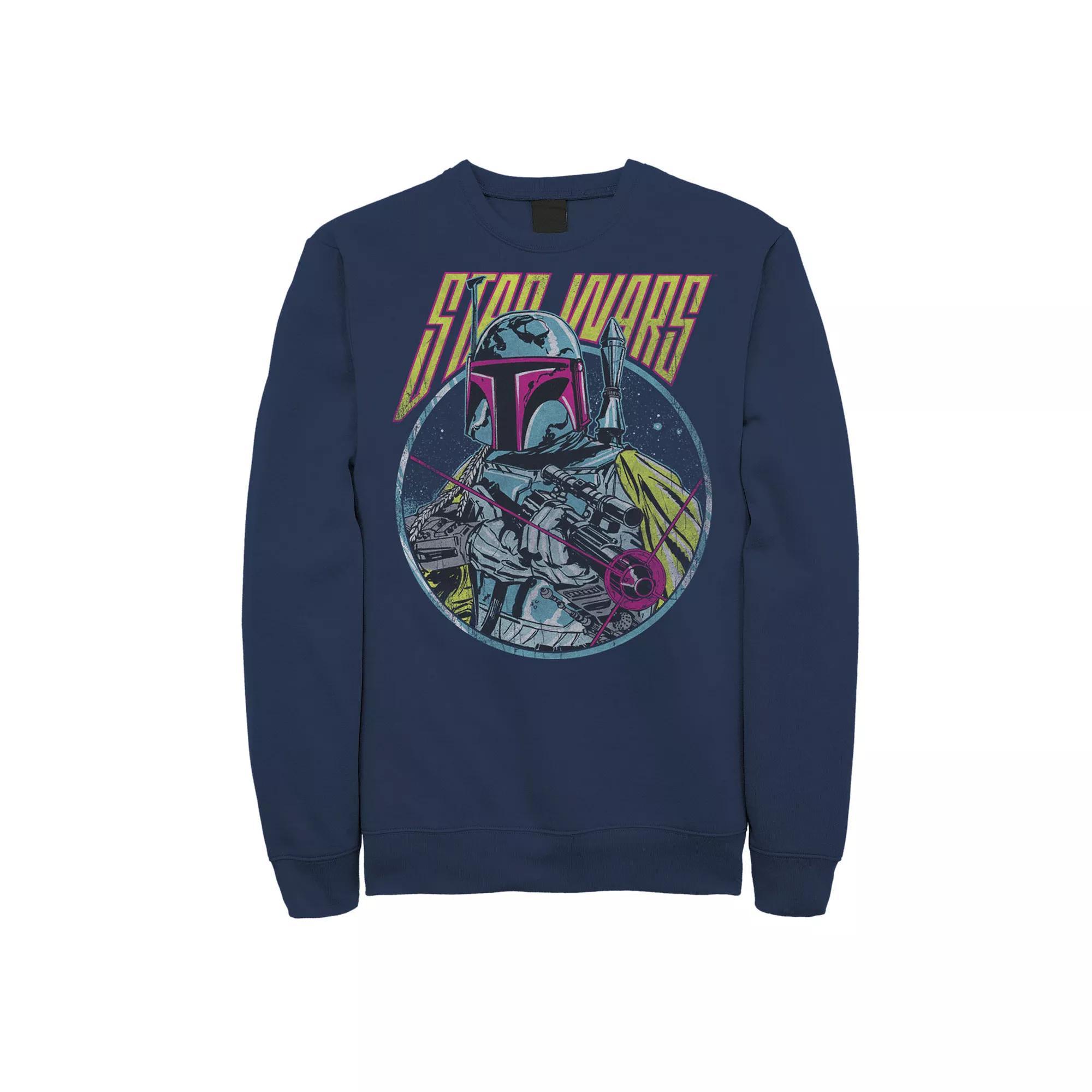 Men's Star Wars Boba Fett Neon Blaster Vintage Sweatshirt, Size: XL, Blue Product Image