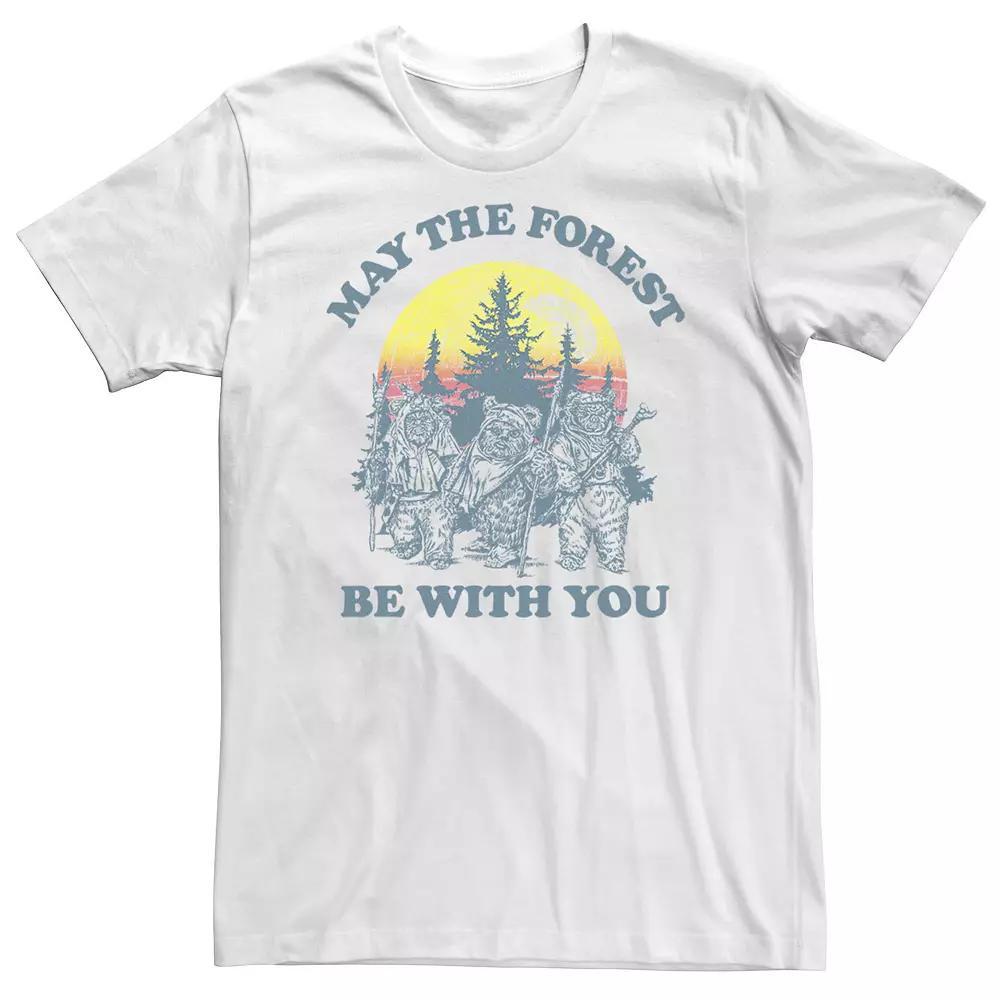 Big & Tall Star Wars Ewok Sunset "May The Forest Be With You" Earth Day Tee, Men's, Size: XL Tall, White Product Image