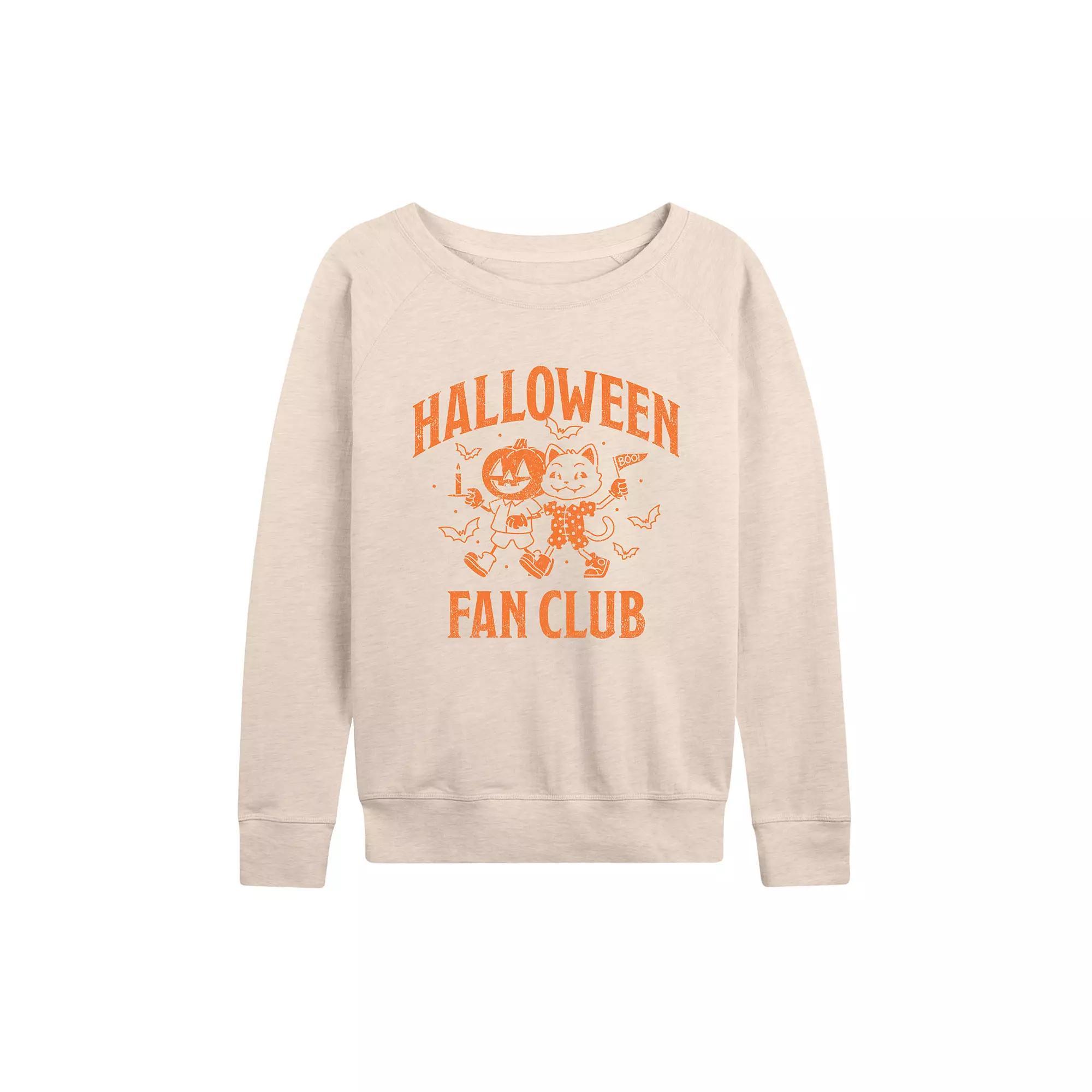 Womens Halloween Fan Club French Terry Long Sleeve Tee Grey Blue Product Image