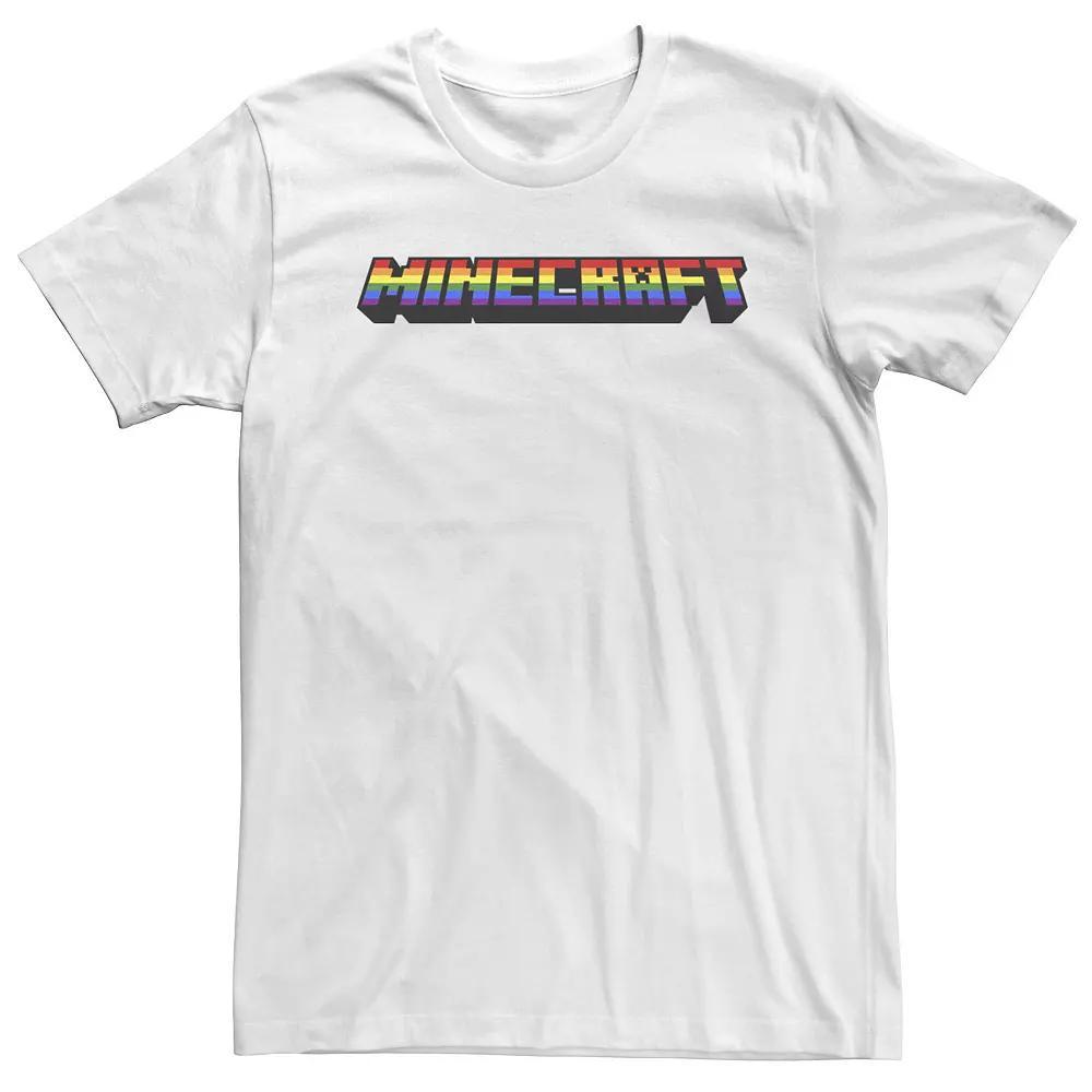 Big & Tall Minecraft Rainbow Pixelated Logo Tee, Men's, Size: XL Tall, White Product Image