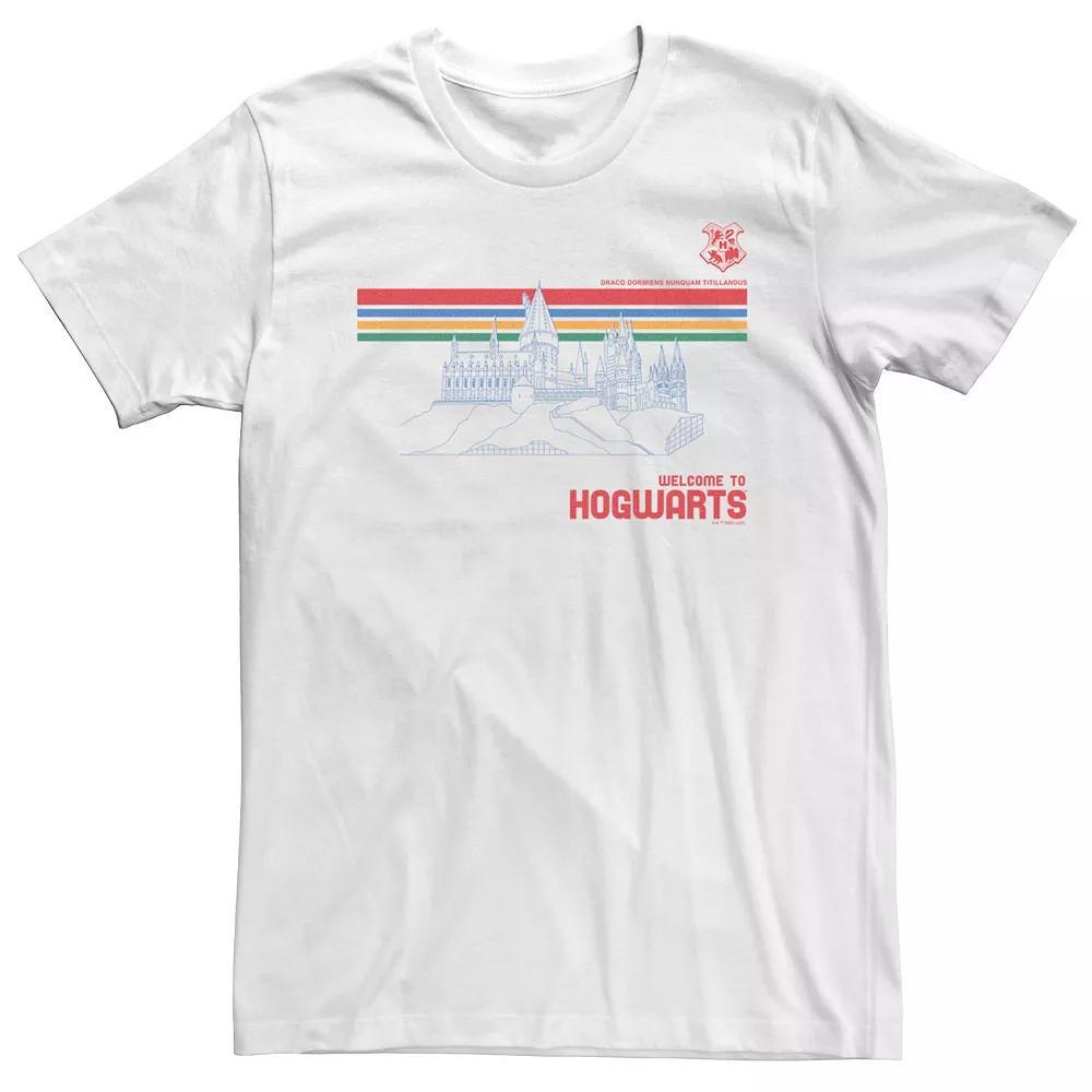 Big & Tall Harry Potter Deathly Hallows 2 Welcome to Hogwarts Castle Tee, Men's, Size: XL Tall, White Product Image