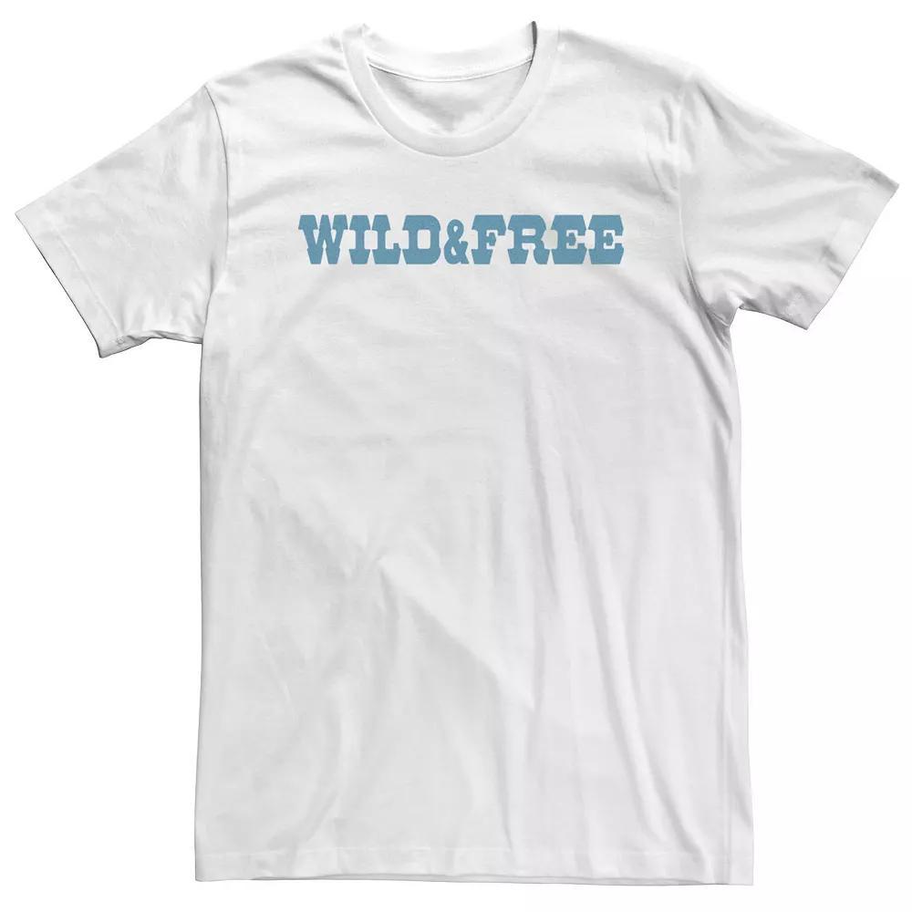 Big & Tall Trendy Wild & Free Simple Bold Blue Text Graphic Tee, Men's, Size: 3XL Tall, White Product Image