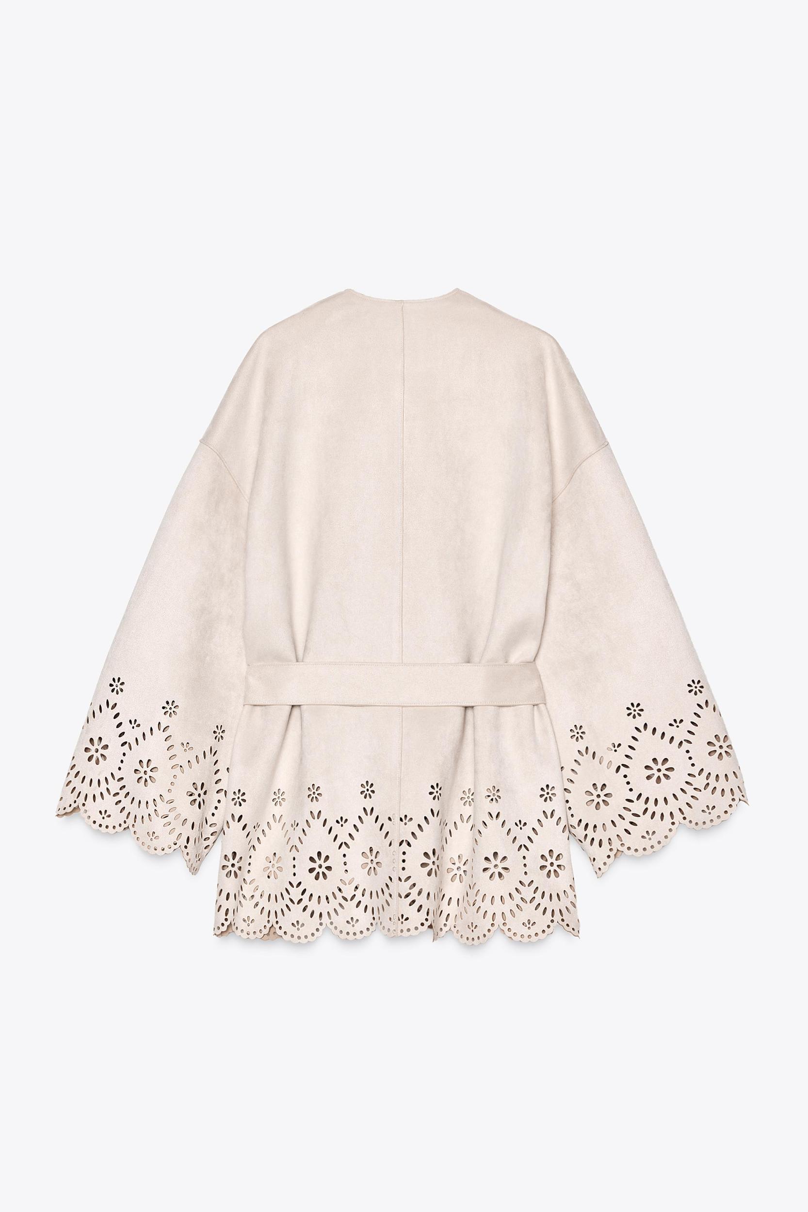 DIE-CUT SUEDE EFFECT TRENCH COAT Product Image