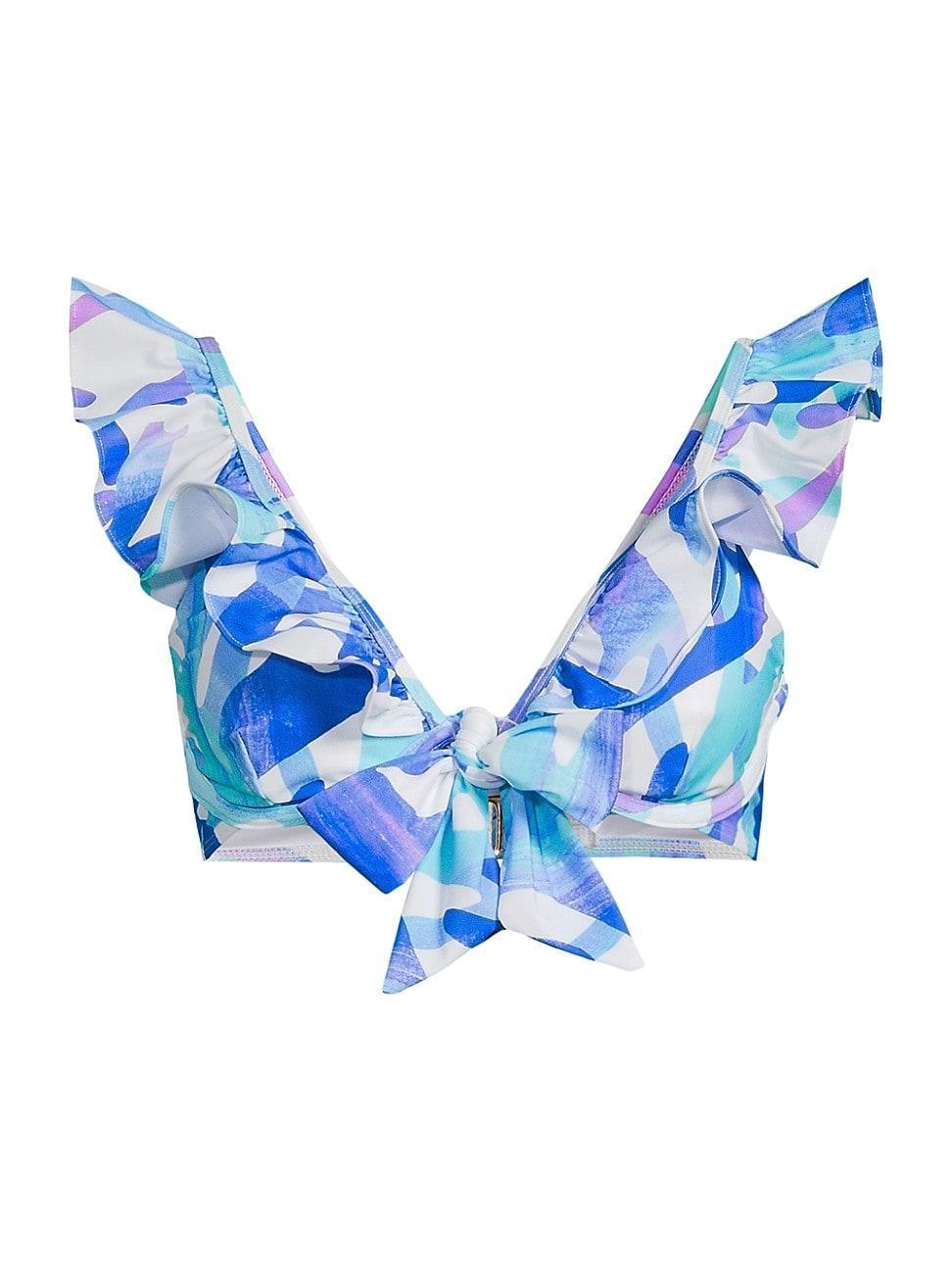 Womens Italian Under The Sea Ruffled Bikini Top Product Image