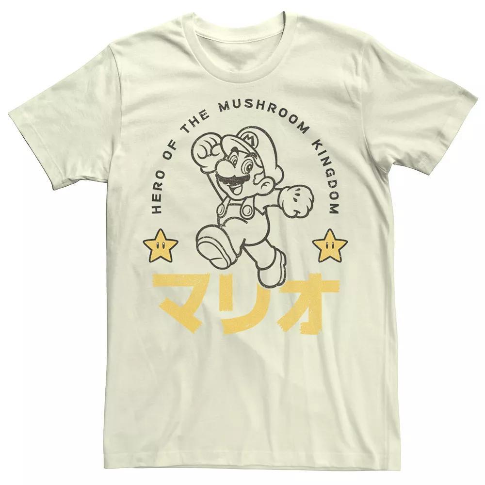Men's Nintendo Super Mario Hero Stars Kanji Portrait Tee, Size: Medium, Natural Product Image