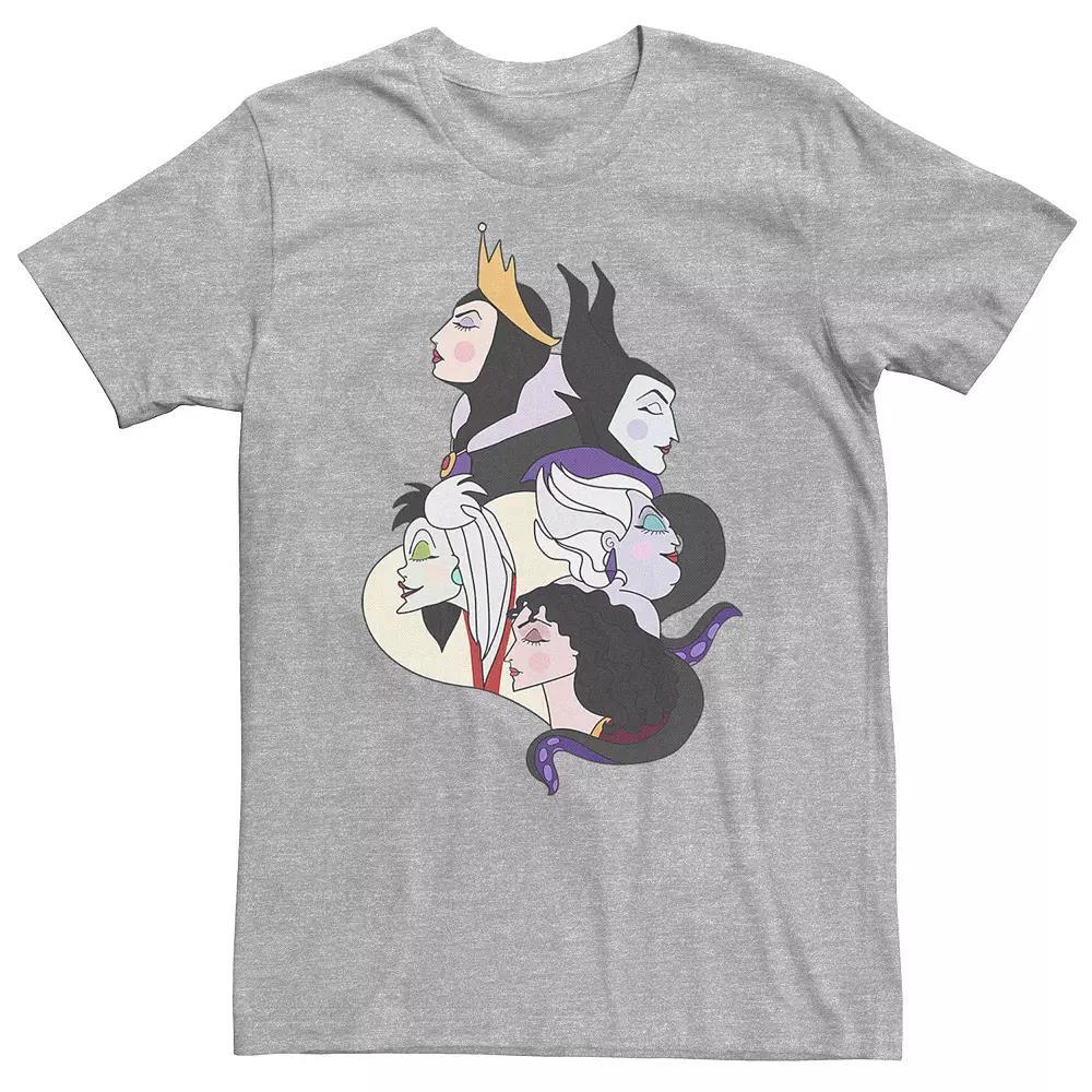 Big & Tall Disney Villains Side Profile Group Shot Tee, Men's, Size: 4XL, Athletic Grey Product Image