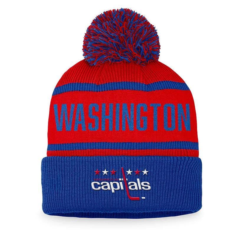 Mens Fanatics Branded /Royal Washington Capitals Vintage Heritage Cuffed Knit Hat with Pom Product Image