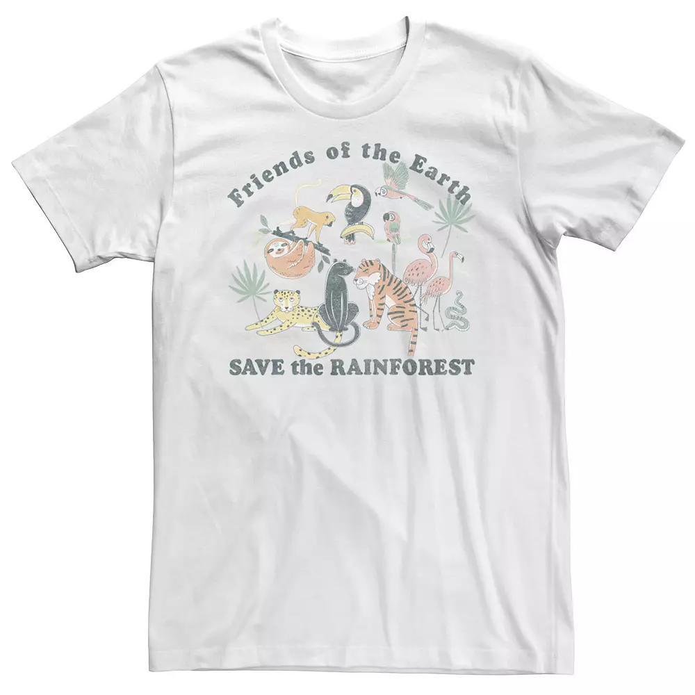 Big & Tall Trendy Friends Of The Earth Save The Rainforest Tee, Men's, Size: XL Tall, White Product Image