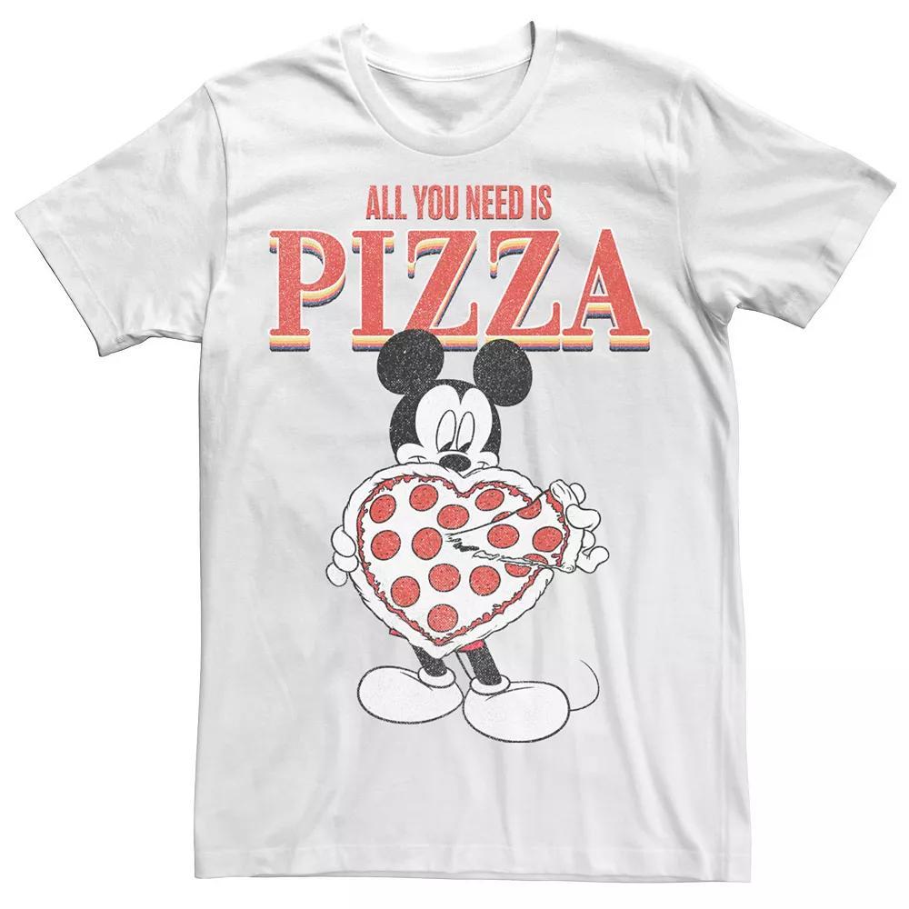Disney's Mickey & Friends Mickey All You Need Is Pizza Men's Tee, Size: XXL, White Product Image