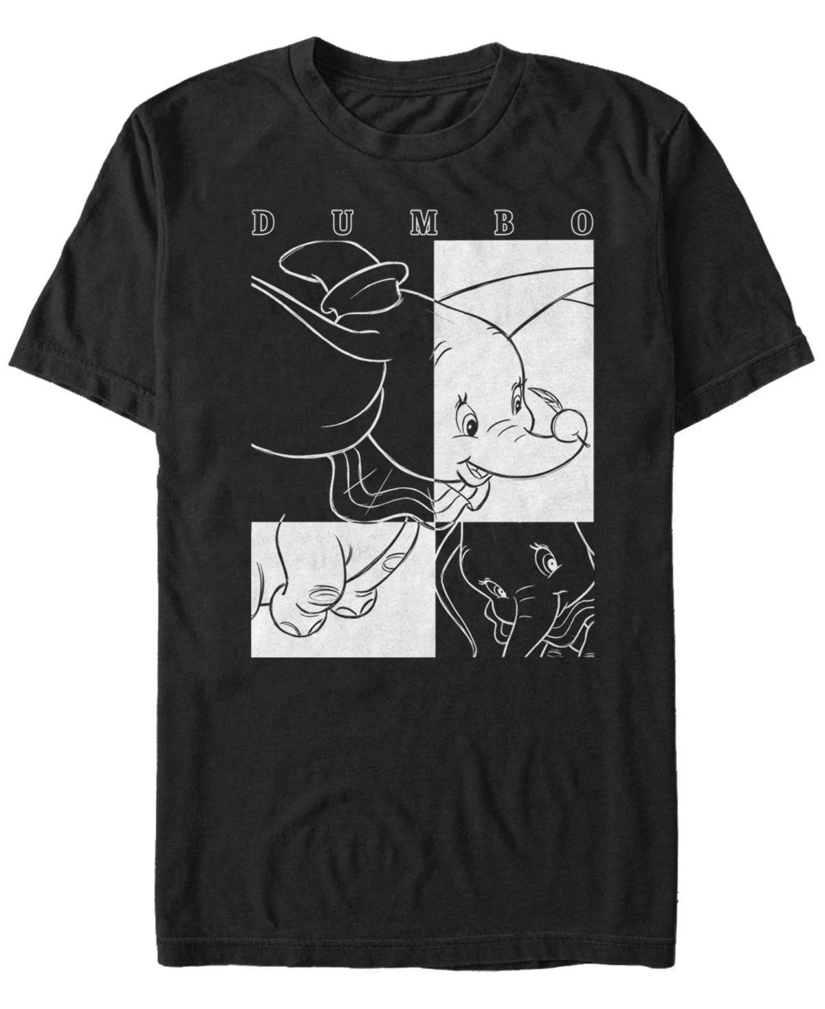 Disney's Dumbo Men's Contrast Black And White Line Art Poster Tee, Size: Large Product Image