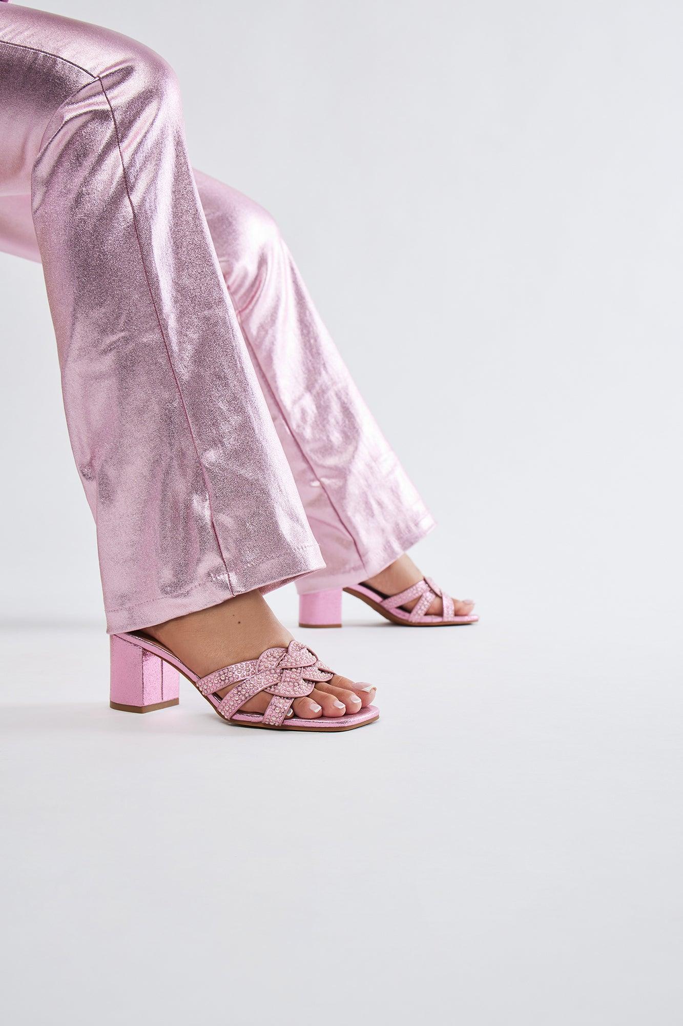 Shauna Pearl Heeled Sandals - Pink Product Image