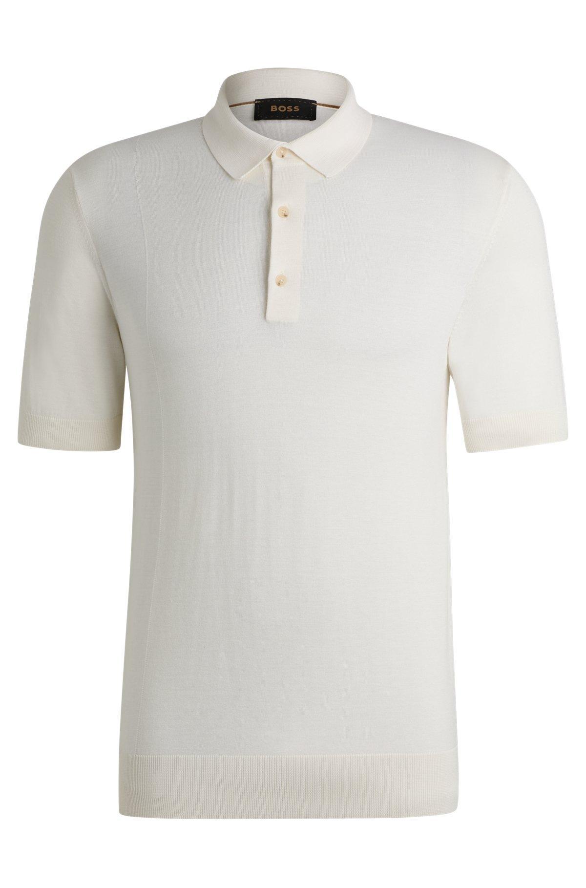 Polo-collar regular-fit sweater in silk and cotton Product Image