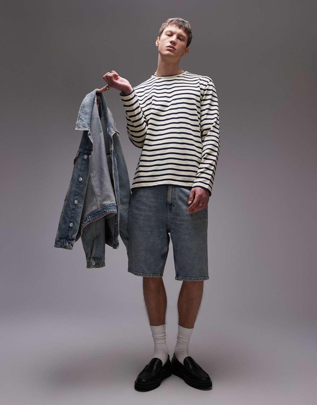 Tommy Jeans Isaac relaxed denim shorts in medium wash  Product Image