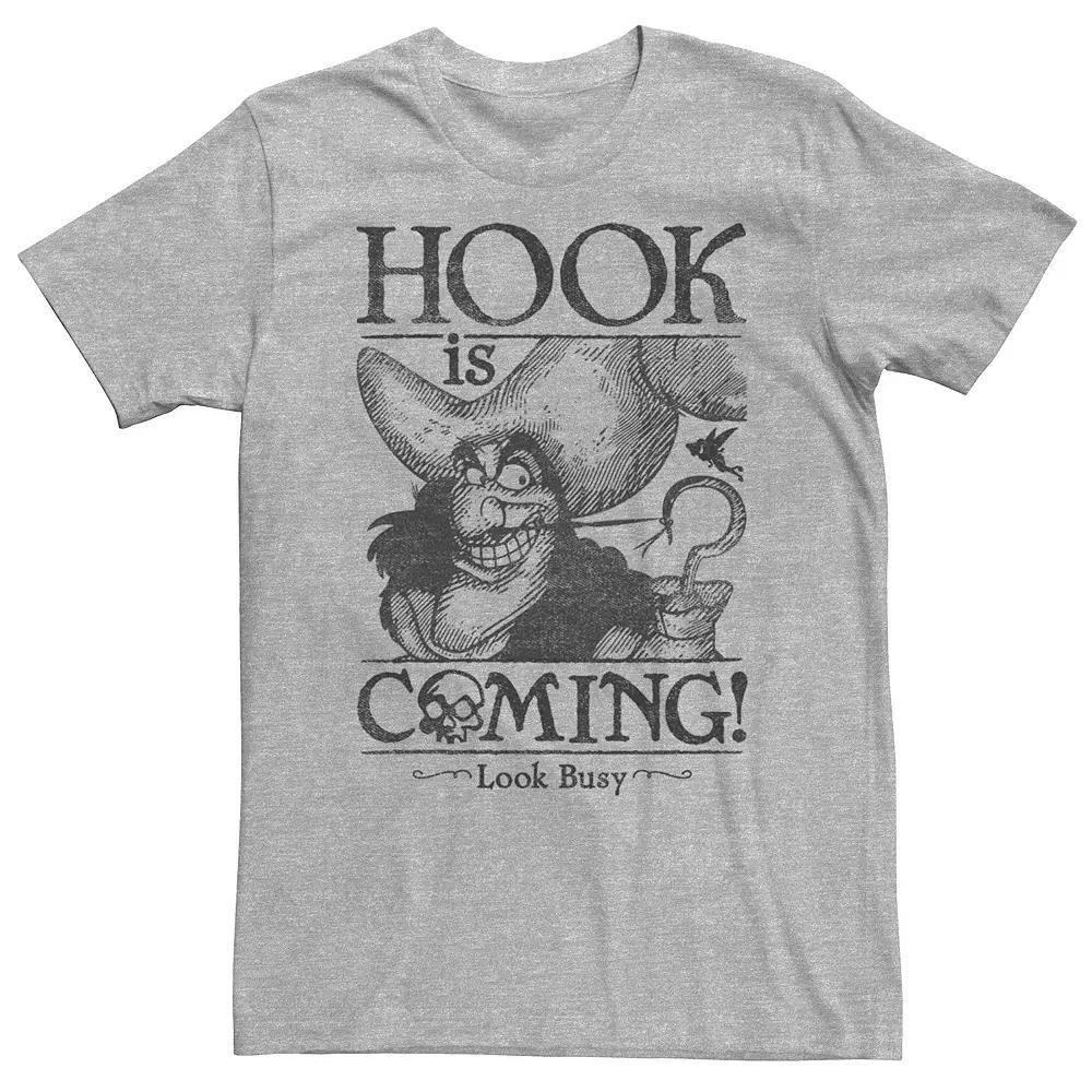 Big & Tall Disney Peter Pan Hook Is Coming Look Busy Tee, Men's, Size: XXL Tall, Athletic Grey Product Image