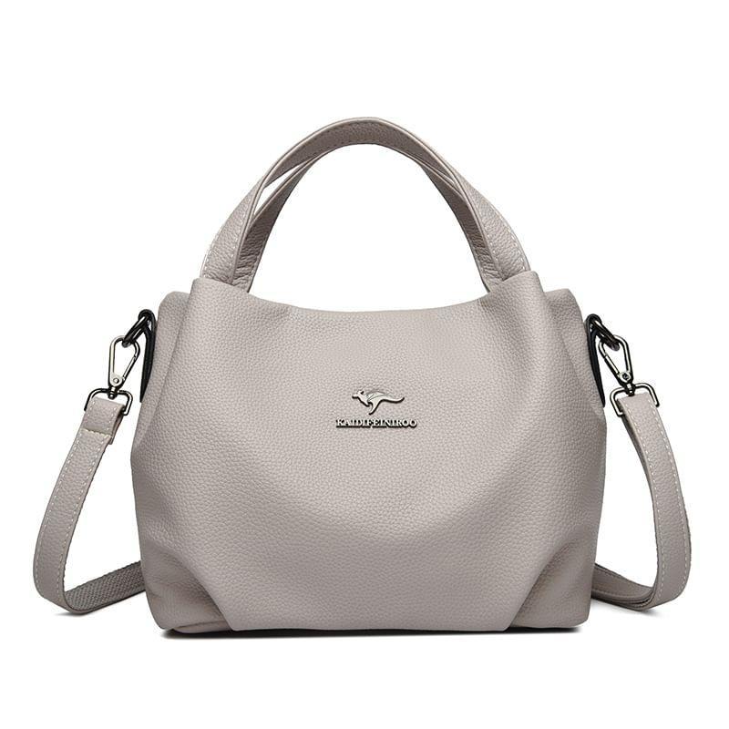 Top Handle Faux Leather Flap Crossbody Bag Product Image