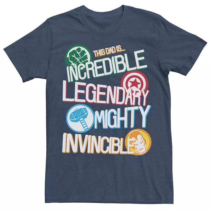 Men's Marvel Comics Retro Dad Hero Strengths Tee, Size: Large, Navy Grey Product Image