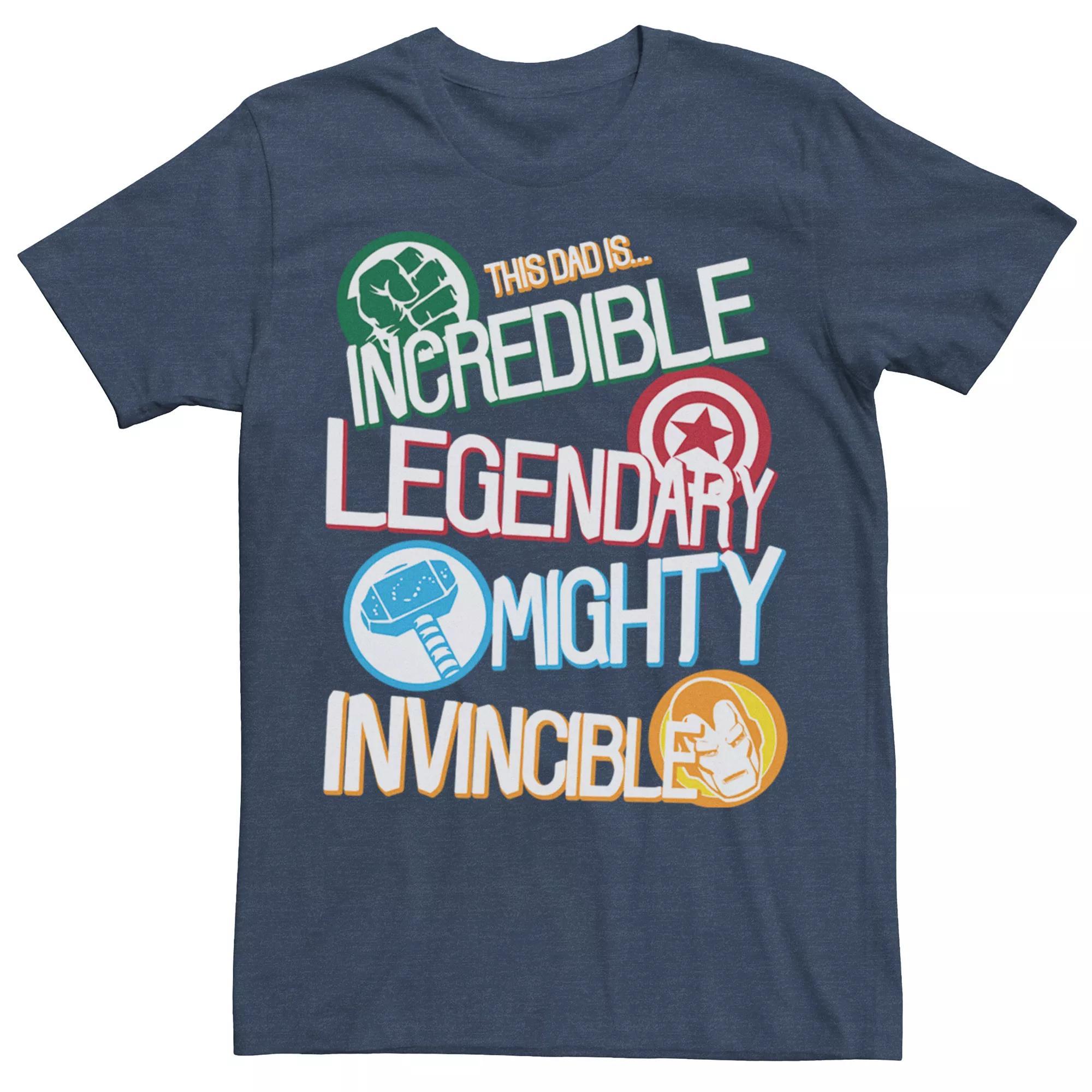 Men's Marvel Comics Retro Dad Hero Strengths Tee, Size: Large, Navy Grey Product Image