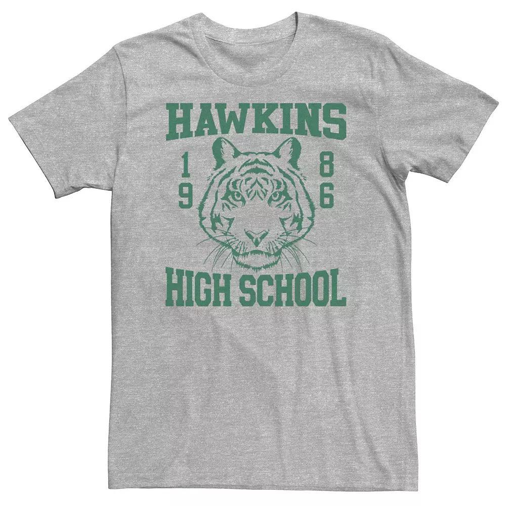 Big & Tall Netflix Stranger Things Hawkins 1986 High School Tee, Men's, Size: XXL Tall, Athletic Grey Product Image