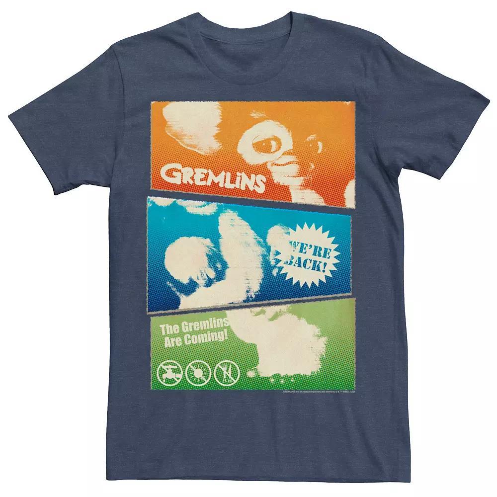 Men's Gremlins Gizmo Panel Posters Tee, Size: XL, Navy Grey Product Image