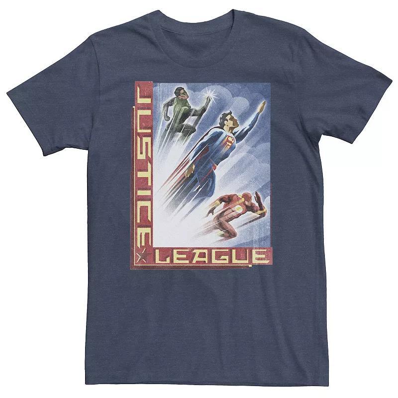 Big & Tall DC Comics Justice League Artistic Flight Poster Tee, Men's, Size: 3XL, Navy Grey Product Image