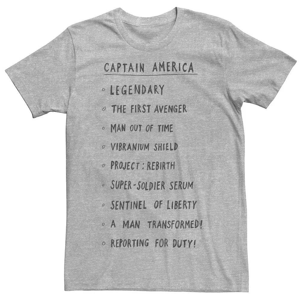 Men's Marvel Captain America List Tee, Size: Medium, Athletic Grey Product Image