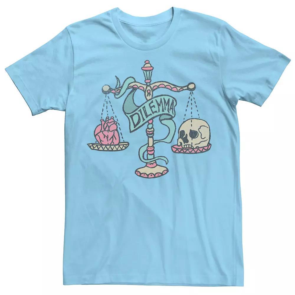 Men's Dilema Heart And Skull Scale Tee, Size: Medium, Light Blue Product Image
