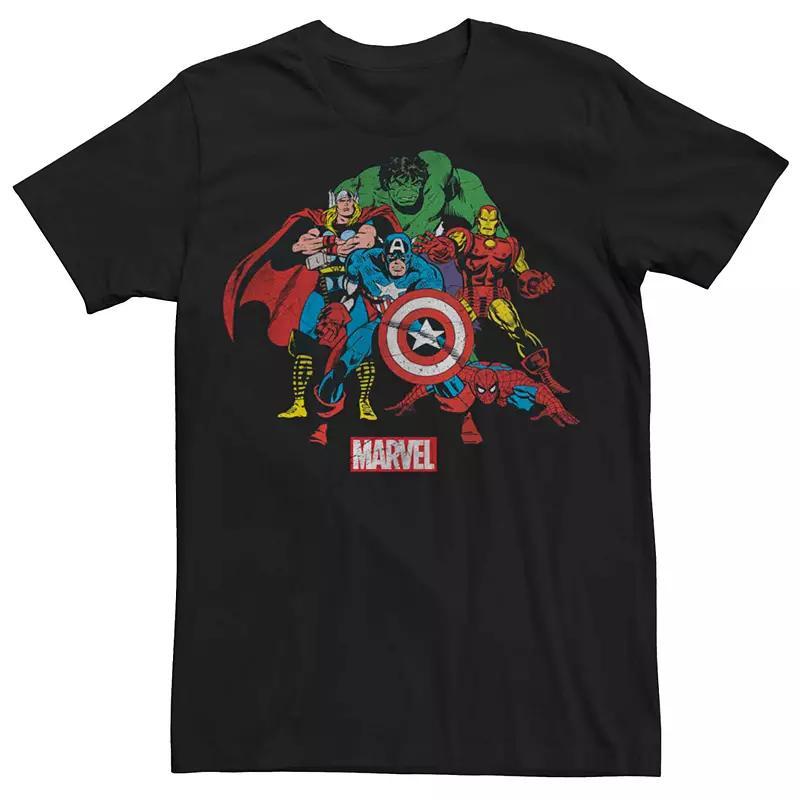 Men's Marvel Retro Avenger Pile Up Group Shot Tee, Size: XL, Black Product Image