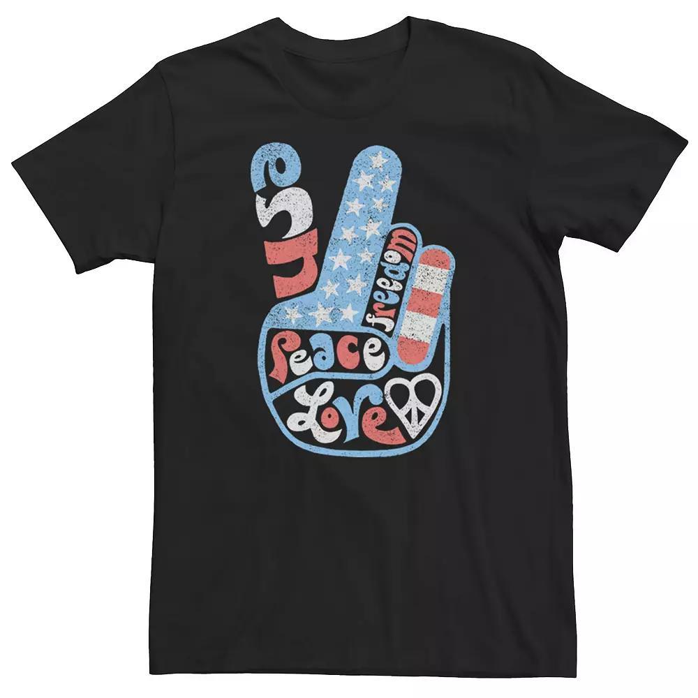 Big & Tall Americana Love Peace and Freedom Flag Tee, Men's, Size: 3XL Tall, Black Product Image
